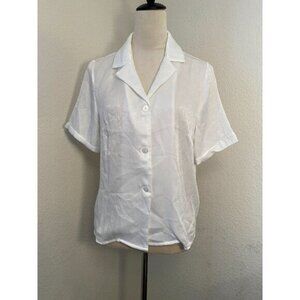 Women's Shein Brand White Collared Button Down Short Sleeve Shirt Size Large‎
